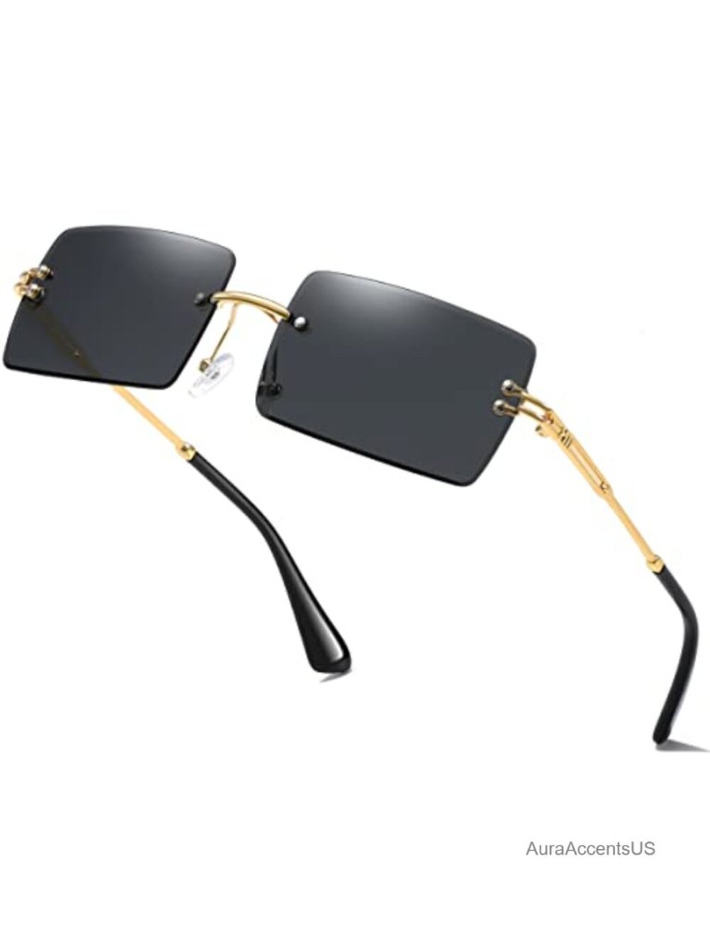 Rimless Rectangle Sunglasses Square Ultralight UV400 Unisex Eyewear